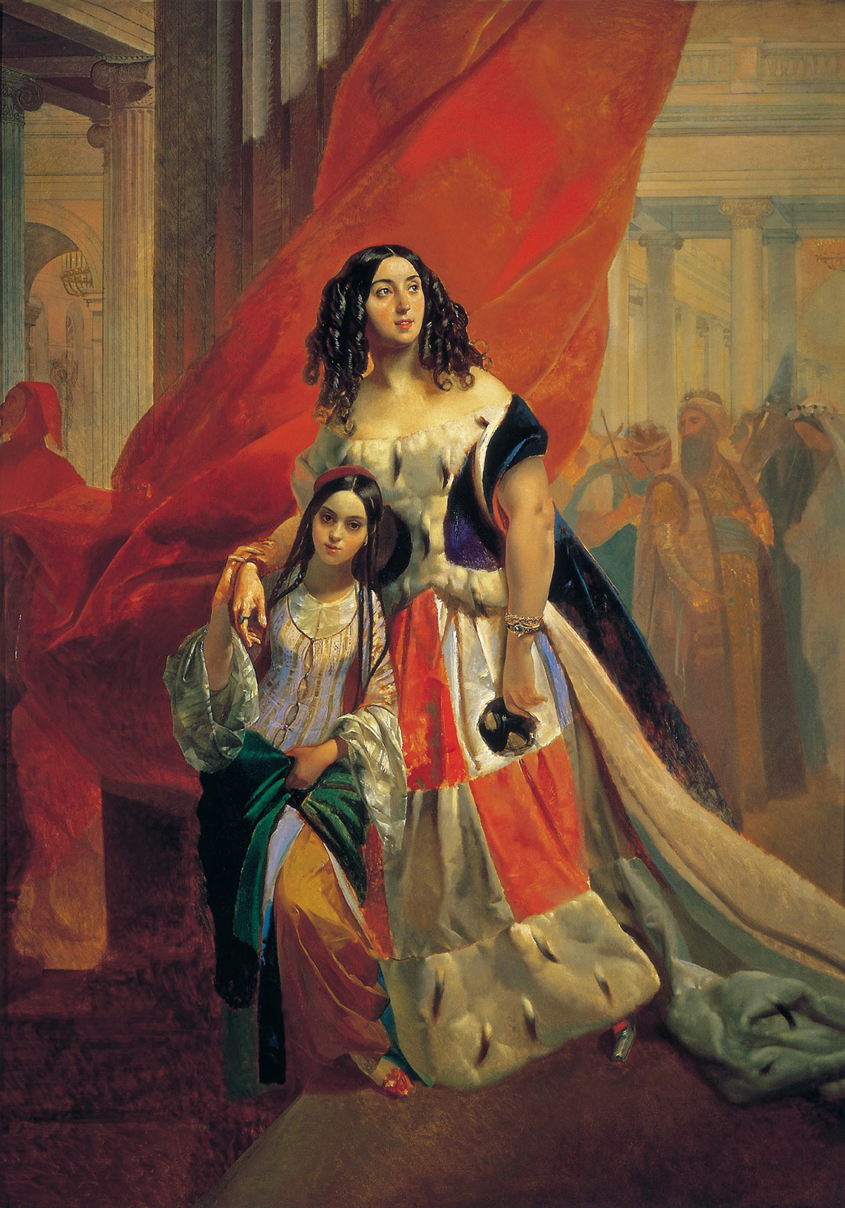 countess yu p. samoilova and her ward amacilia pacini leaving a ball